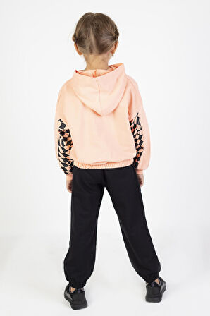 Kız Çocuk İki İplik Kumaş Orta Kalınlıktaa Baskılı Örme Basic Eşofman Takımı