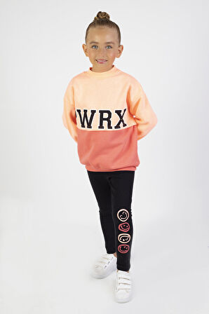 Kız Çocuk Üç İplik Kumaş Kalınlık Baskılı Örme Basic Alt Üst Takımı 6-9 yai