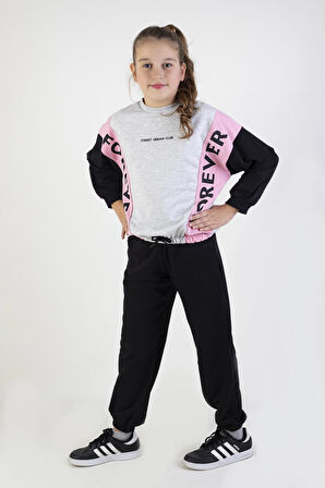 Kız Çocuk  Örme Forever Baskı 10-13 Yaş Basic Eşofman Takım