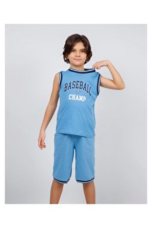 Erkek Çocuk Kolsuz Baseball Baskılı Basic Kaprili Takım 6-9 Yaş