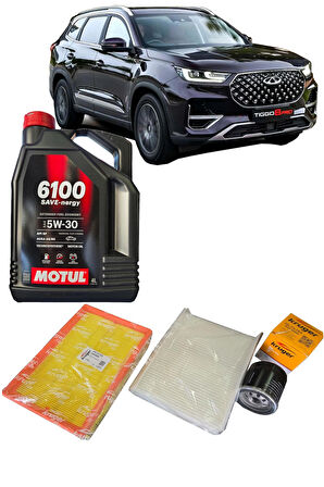 CHERY TİGGO 8 PRO 1.6 TGDI YAĞ BAKIM SETİ MOTUL 6100 HAVA + POLEN + YAĞ FİLTRSİ