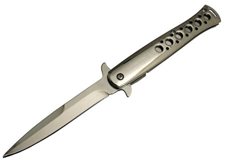 Tac-Force 1111WY Gri Yunuslu Kamp Çakı 23cm - Yarı Otomatik, Metal Sap, Kemerlikli