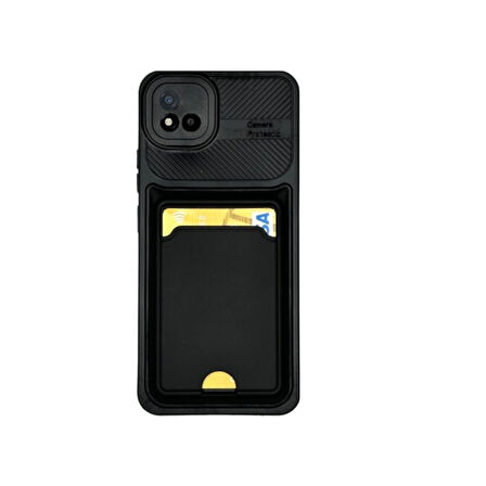 REALME C11 2011  KARTLIKLI SİLİKON KILIF SİYAH
