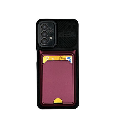 SAMSUNG A23  KARTLIKLI SİLİKON KILIF BORDO