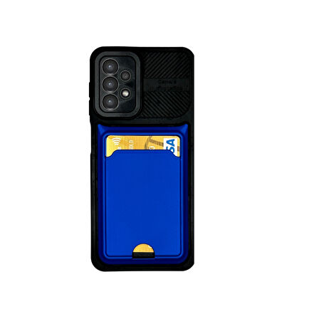 SAMSUNG A13  KARTLIKLI SİLİKON KILIF MAVİ