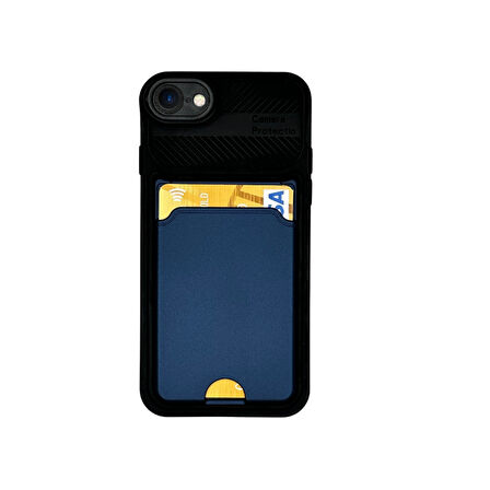 İPHONE 7  KARTLIKLI SİLİKON KILIF LACİVERT