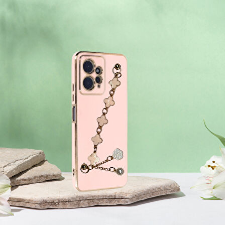 XİAOMİ REDMİ NOTE 12 4G  ELÇEK ŞANZELİZE KILIF ROSE GOLD