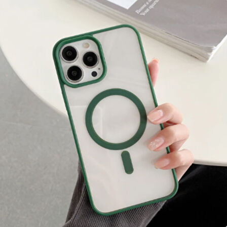 İPHONE 12 PRO MAX  RENKLİ MAGSAFE ÖZELLİKLİ SİLİKON KILIF  YEŞİL