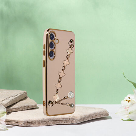 SAMSUNG S23 PLUS  ELÇEK ŞANZELİZE KILIF ROSE GOLD
