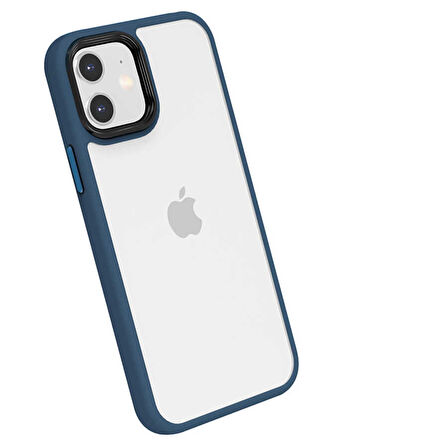 İPHONE 11 YANLARI RENKLİ SİLİKON PARLAK ARKA YÜZEYLİ  TİGER HİBRİT KAPAK MAVİ