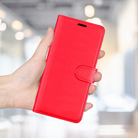 OPPO A15  KARTLIKLI CÜZDAN KILIF (DELUXE WALLET CASE)  KIRMIZI
