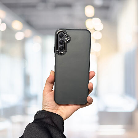 SAMSUNG A34  ARKASI BUZLU ŞEFFAF HASSAS DÜĞME KAMERA ÇIKINTILI SERT MAT PERFECT SİYAH