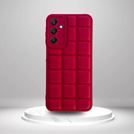 Samsung A35 5G Uyumlu  Silikon Madlen Case KIRMIZI