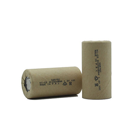 1.2V Ni-Cd SC 2000 Mah Kağıt Şarjlı Pil 10C Başsız/Flat Head