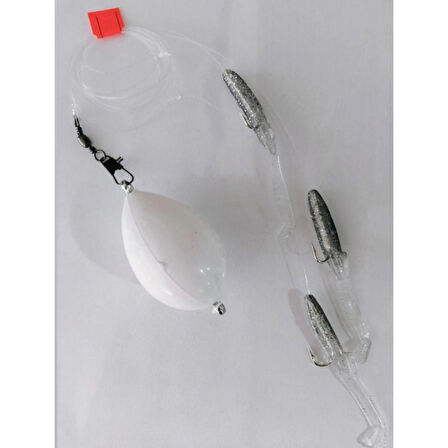 At - Çek Top Arkası Silikon Balık 3 Lü Hazır Set - Silvery 