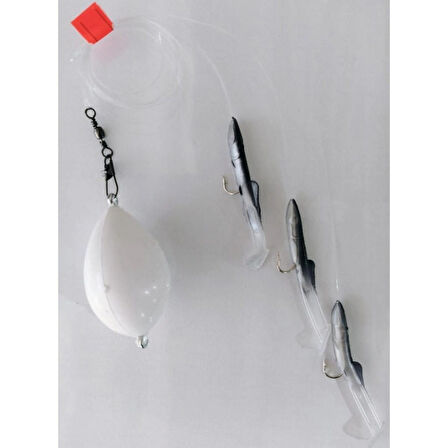 At - Çek Top Arkası Silikon Balık 3 Lü Hazır Set - Blackback 