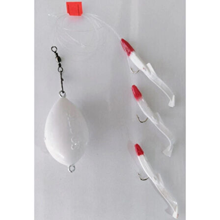 At - Çek Top Arkası Silikon Balık 3 Lü Hazır Set - Redhead 