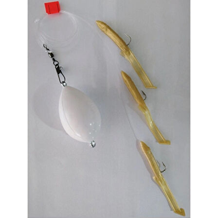 At - Çek Top Arkası Silikon Balık 3 Lü Hazır Set - Gold 