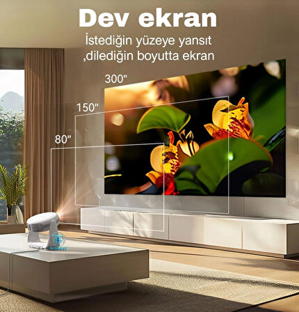 HRVX Apollon PRO 4K HD Taşınabilir Powerbanklı Android Akıllı Projeksiyon Cihazı