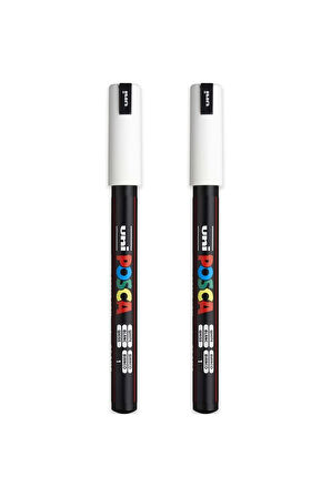 Posca Uni Pc-1Mr Renkli Boya Marker Kalemler Ultra İnce 0,7 mm Beyaz 2 Adet