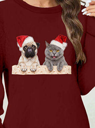 leyla sanat sanata yeni bir bakış açısı Kadın Uzun Kollu Bisiklet Yaka Desenli Viskon Iki Iplik Elbise