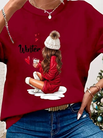 leyla sanat sanata yeni bir bakış açısı Kadın Yılbaşı özel Uzun Kollu Bisiklet Yaka Desenli Viskon Iki Iplik Bluz