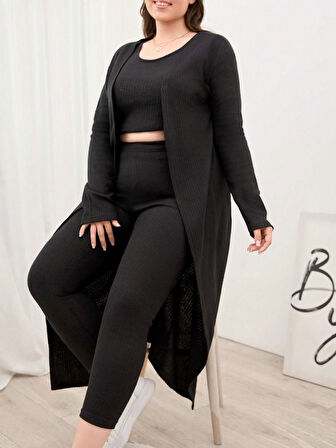 leyla sanat sanata yeni bir bakış açısı Kadın Uzun Kollu Hırka Atlet Ve Eşofman Yün Viskon üçlü Takım