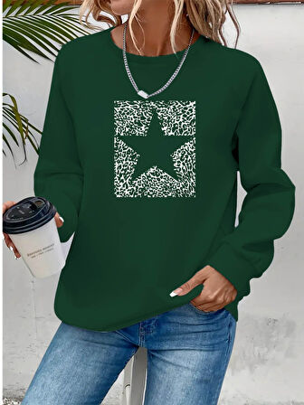 leyla sanat sanata yeni bir bakış açısı Kadın Uzun Kollu Bisiklet Yaka Desenli Viskon Iki Iplik Bluz