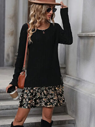 leyla sanat sanata yeni bir bakış açısı Kadın Uzun Kollu Bisiklet Yaka şardonlu Kaşkorse Bluz Ve Süprem Etek