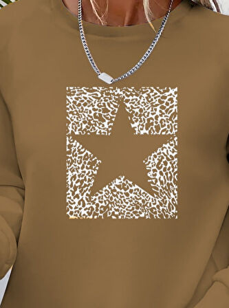 leyla sanat sanata yeni bir bakış açısı Kadın Uzun Kollu Bisiklet Yaka Desenli Viskon Iki Iplik Bluz