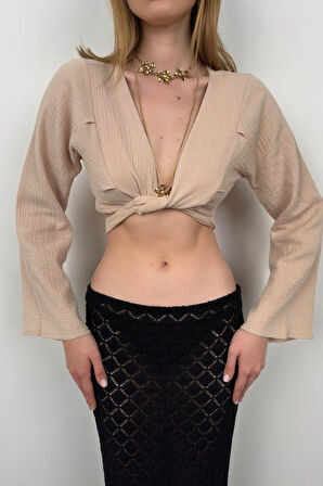 leyla sanat sanata yeni bir bakış açısı Volan Kol Bağlamalı Bluz