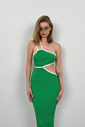 leyla sanat sanata yeni bir bakış açısı Tek Omuz Bel Dekolteli Elbise