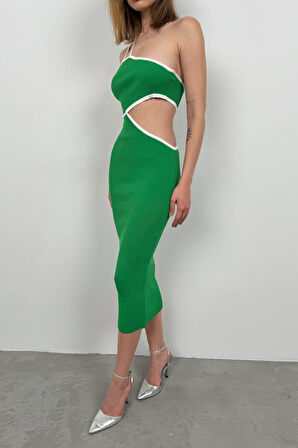 leyla sanat sanata yeni bir bakış açısı Tek Omuz Bel Dekolteli Elbise