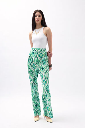 leyla sanat sanata yeni bir bakış açısı Desenli Saten Pantolon