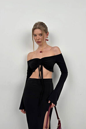 leyla sanat sanata yeni bir bakış açısı Kayık Yaka Asansörlü Bluz