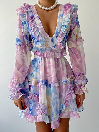 leyla sanat sanata yeni bir bakış açısı Avellino Sırt Dekolteli Elbise