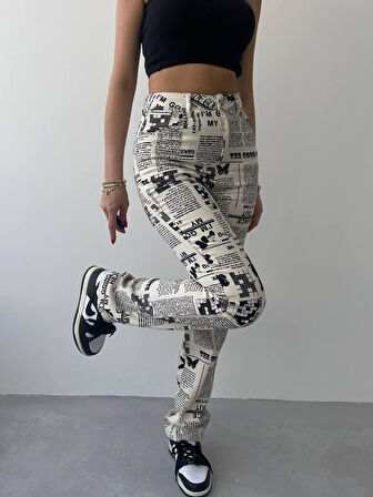 leyla sanat sanata yeni bir bakış açısı Novıne Gazete Desenli Pantolon