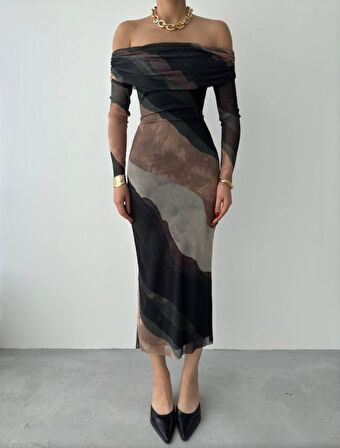 leyla sanat sanata yeni bir bakış açısı Sevilla Madonna Yaka Tül Elbise