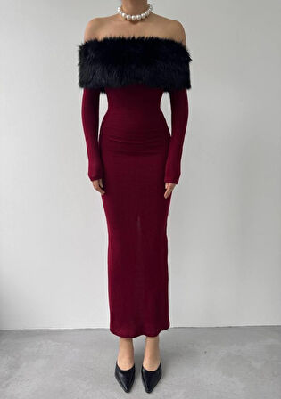 leyla sanat sanata yeni bir bakış açısı Bestia Straplez Tüy Detaylı Elbise