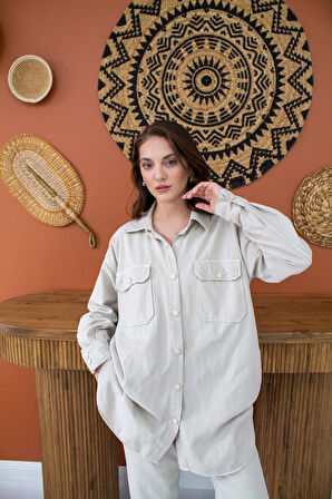 leyla sanat sanata yeni bir bakış açısı Bej Yıkamalı Gömlek Ve Pantolon Takım