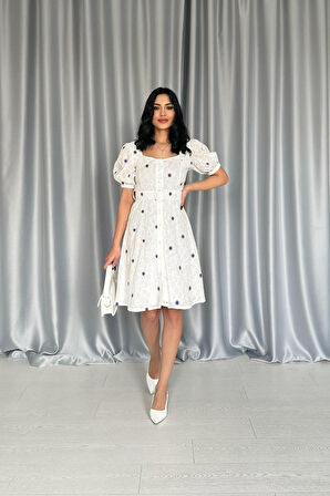 leyla sanat sanata yeni bir bakış açısı Lila Kemerli Kare Yaka Elbise