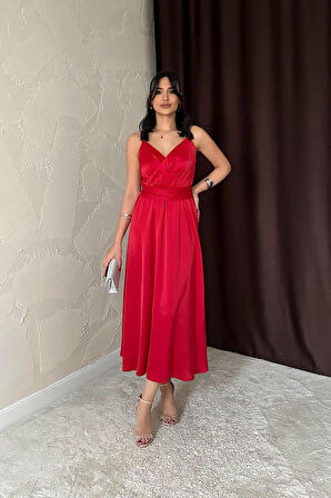 leyla sanat sanata yeni bir bakış açısı Kırmızı Taş Askılı Prenses Elbise