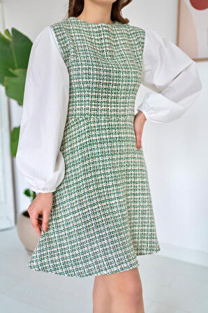 leyla sanat sanata yeni bir bakış açısı Yeşil Desenli Elbise