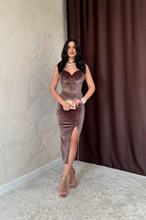 leyla sanat sanata yeni bir bakış açısı Vizon Kadife Elbise