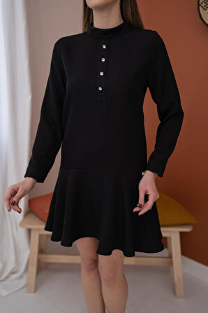 leyla sanat sanata yeni bir bakış açısı Siyah Klasik Düz Mini Elbise