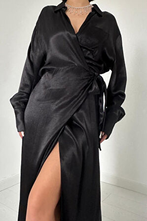 leyla sanat sanata yeni bir bakış açısı Siyah Kuşaklı Gömlek Elbise