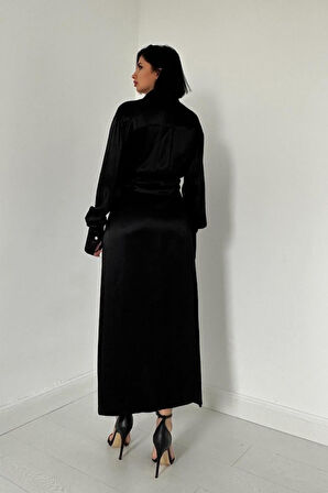 leyla sanat sanata yeni bir bakış açısı Siyah Kuşaklı Gömlek Elbise