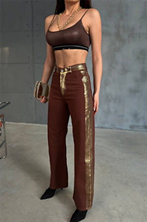 leyla sanat sanata yeni bir bakış açısı GABARDİN PALAZZO PANTOLON - Kahverengi
