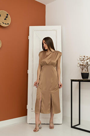 leyla sanat sanata yeni bir bakış açısı Vizon Eteği Yırtmaçlı Helen Elbise