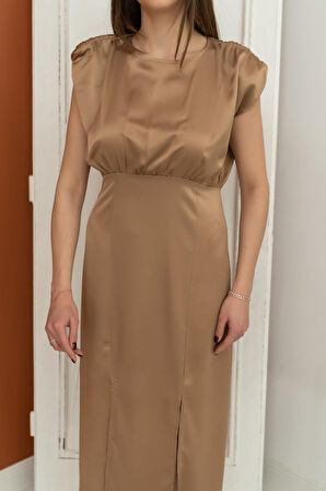 leyla sanat sanata yeni bir bakış açısı Vizon Eteği Yırtmaçlı Helen Elbise